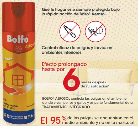  Bolfo® , el aerosol que controla pulgas en el ambiente